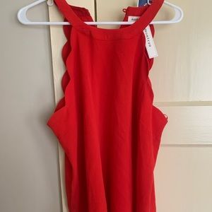 Red scalloped halter neck. XL